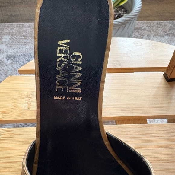 Versace Brown Croc-Embossed Mules with Gold Detail - Picture 3 of 12